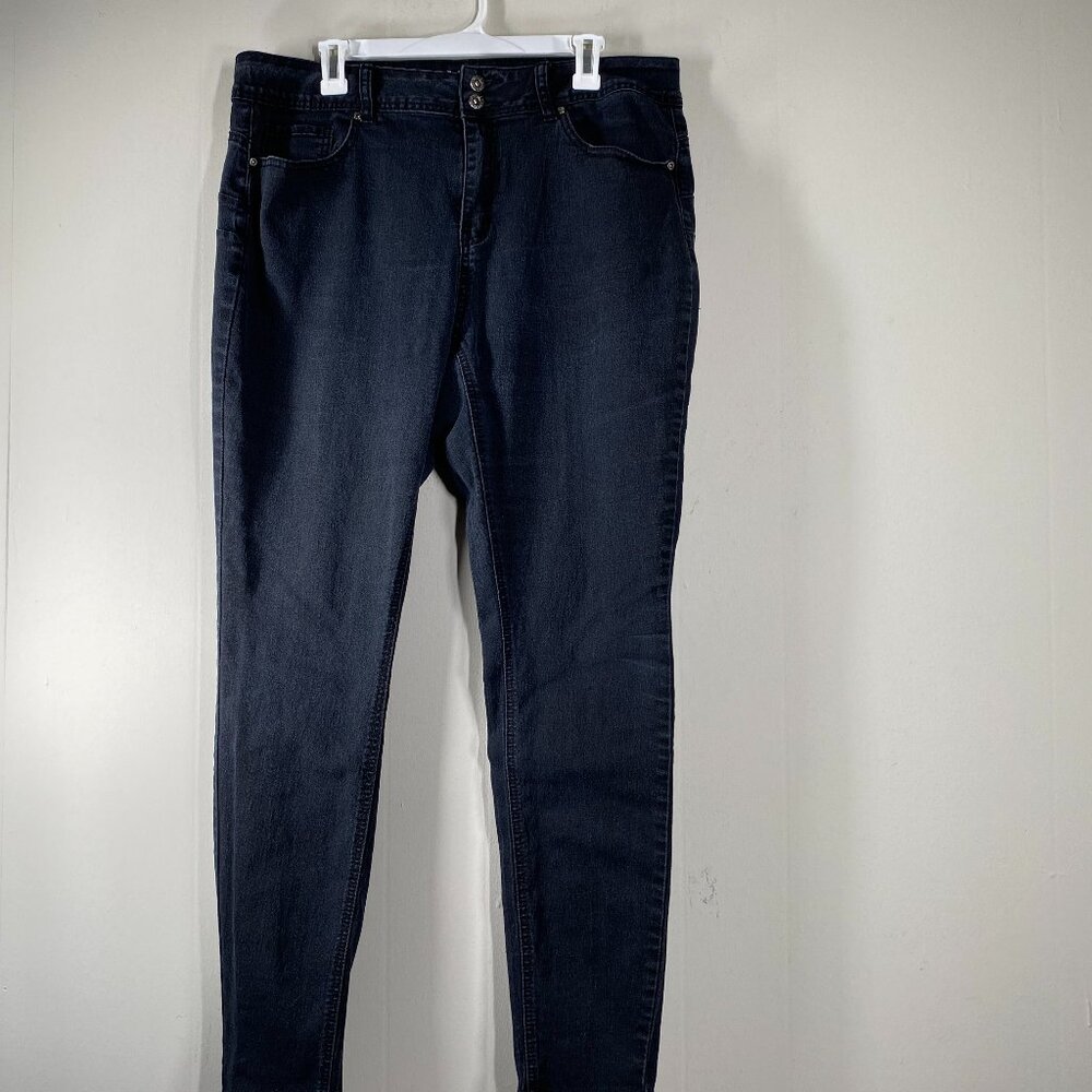 Ashley Stewart Fearless SKINNY Denim Jeans Women's 16 High Rise Black Casual